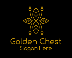 Minimalist Golden Leaf  logo design