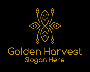 Minimalist Golden Leaf  logo design