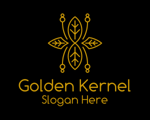 Minimalist Golden Leaf  logo design