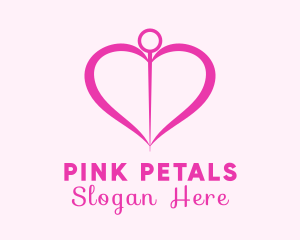 Pink Heart Needle logo design