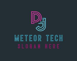 Neon Media Radio Station DJ logo design