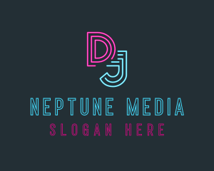 Neon Media Radio Station DJ logo design