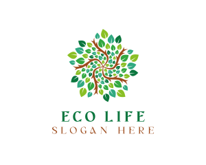 Leafy Star Tree logo design