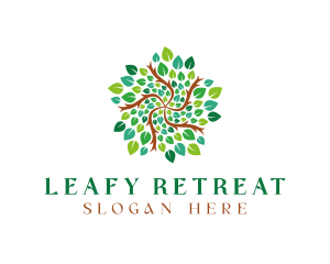 Leafy Star Tree logo design