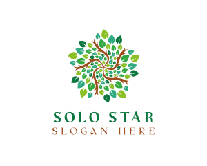 Leafy Star Tree logo design