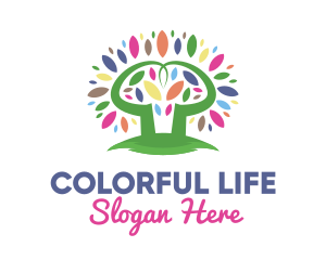 Colorful Tree Leaves logo design