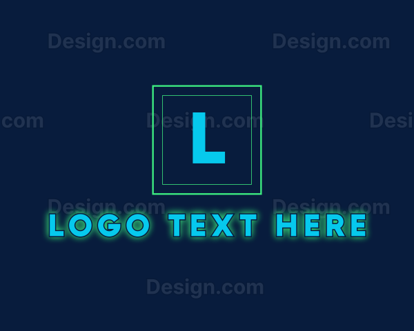 Glowing Neon Tech Startup Logo