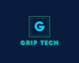 Glowing Neon Tech Startup  logo design