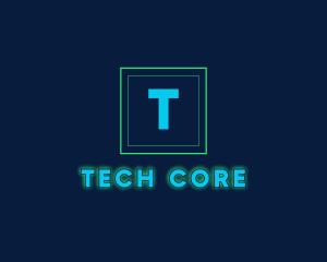 Glowing Neon Tech Startup  logo design