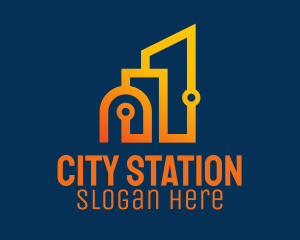 Orange Modern City  logo design