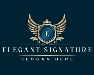 Elegant Crown Crest Wing logo design