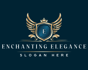 Elegant Crown Crest Wing logo design