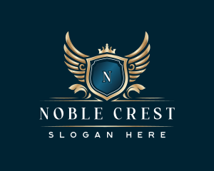 Elegant Crown Crest Wing logo design