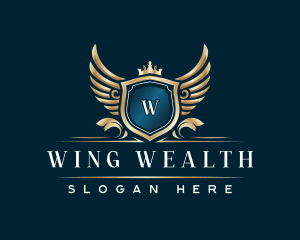 Elegant Crown Crest Wing logo design