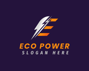 Lightning Power Letter E logo design