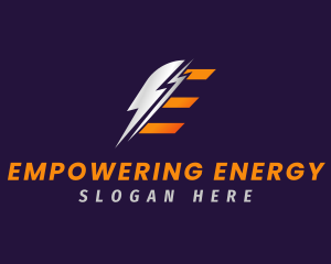 Lightning Power Letter E logo design