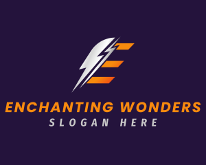 Lightning Power Letter E logo design