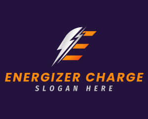 Lightning Power Letter E logo design