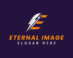 Lightning Power Letter E logo design