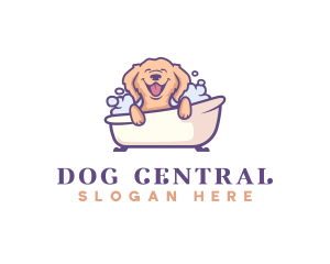 Golden Retriever Bathtub logo design