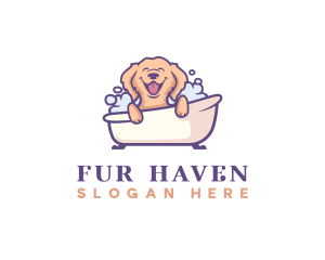 Golden Retriever Bathtub logo design