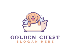 Golden Retriever Bathtub logo design