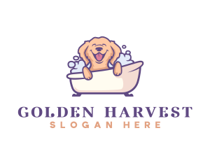 Golden Retriever Bathtub logo design