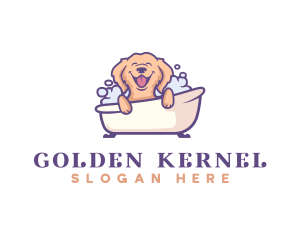 Golden Retriever Bathtub logo design