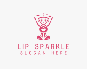 Happy Heart Sparkling  Robot logo design