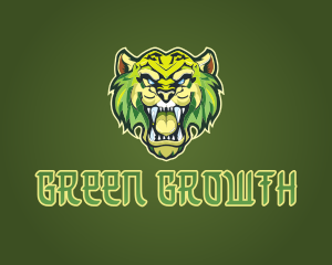 Green Sabertooth Tiger logo design