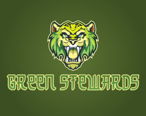 Green Sabertooth Tiger logo design