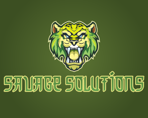 Green Sabertooth Tiger logo design