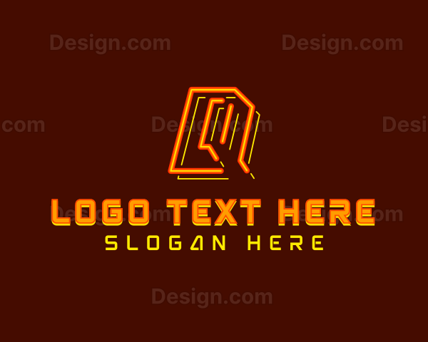 Neon Retro Gaming Letter Q Logo