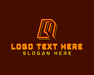 Neon Retro Gaming Letter Q logo