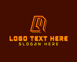 Neon Retro Gaming Letter Q Logo