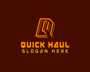 Neon Retro Gaming Letter Q logo design