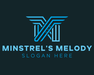 Blue Wings Letter M logo design