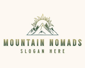 Mountain Trees Sun logo design