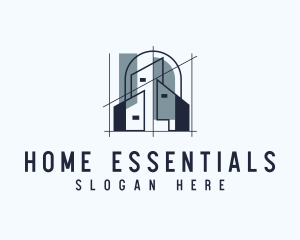 Home Builder Architect Blueprint logo design