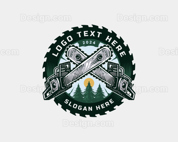 Chainsaw Pine Tree Blade Logo