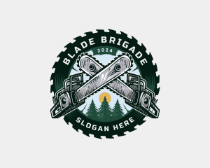 Chainsaw Pine Woods Blade logo design