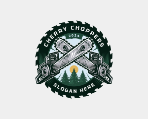 Chainsaw Pine Woods Blade logo design