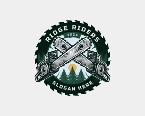 Chainsaw Pine Woods Blade logo design