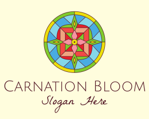 Botanical Flower Stained Glass logo design