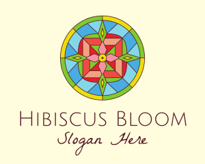 Botanical Flower Stained Glass logo design