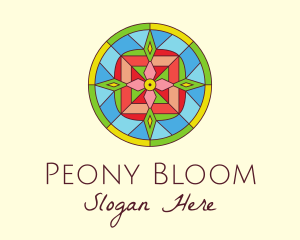 Botanical Flower Stained Glass logo design