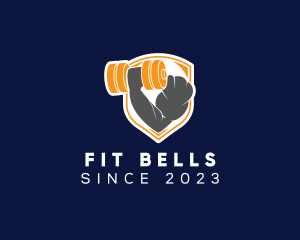 Dumbbell Arm Muscle Shield logo design