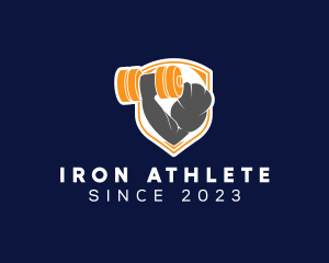 Dumbbell Arm Muscle Shield logo design