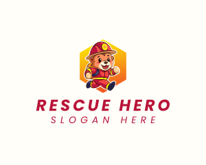 Fireman Running Bear logo design