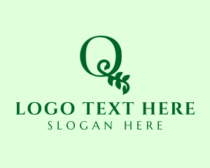 Eco Leaf Letter Q  Logo